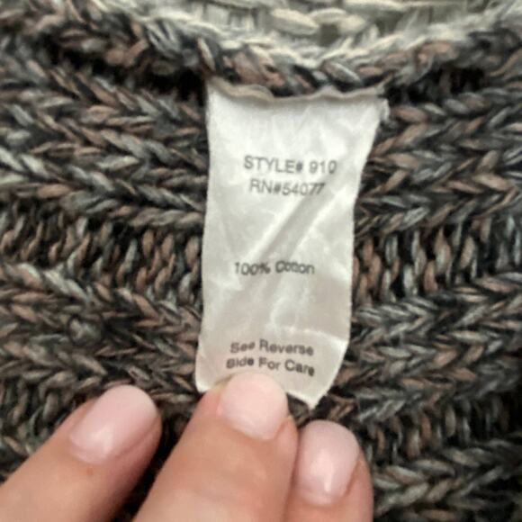 CAbi Gray Shadow Circle Chunky Knit Cardigan Women XS Color Blocked Shawl Collar - Picture 11 of 12